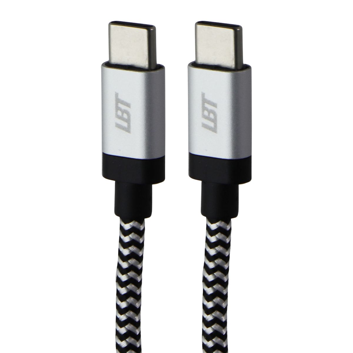 LBT (10-Ft) USB-C to USB-C Premium Braided Cable - Black/White/Silver Cell Phone - Cables & Adapters LBT - Simple Cell Bulk Wholesale Pricing - USA Seller