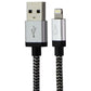 LBT (7-Ft) USB-A to Lightning 8-Pin Braided Charge Cable - Silver/White/Black Cell Phone - Cables & Adapters LBT    - Simple Cell Bulk Wholesale Pricing - USA Seller