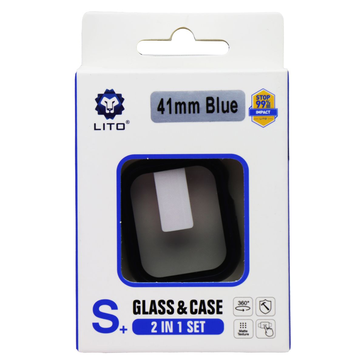 LITO S+ Glass & Case (2 in 1 Set) for Apple Watch Series 9/8/7 (41mm) - Blue Smart Watch Accessories - Smart Watch Cases LITO - Simple Cell Bulk Wholesale Pricing - USA Seller