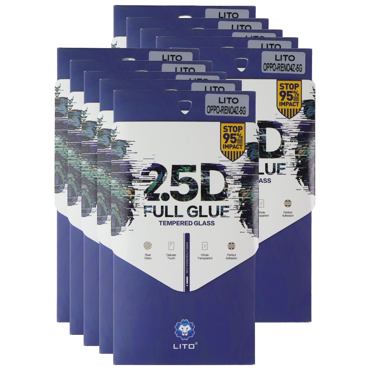 LITO 2.5D Full Glue Tempered Glass Screen Protector for Oppo Reno4 Z 5G - 10 Pk Cell Phone - Screen Protectors LITO - Simple Cell Bulk Wholesale Pricing - USA Seller