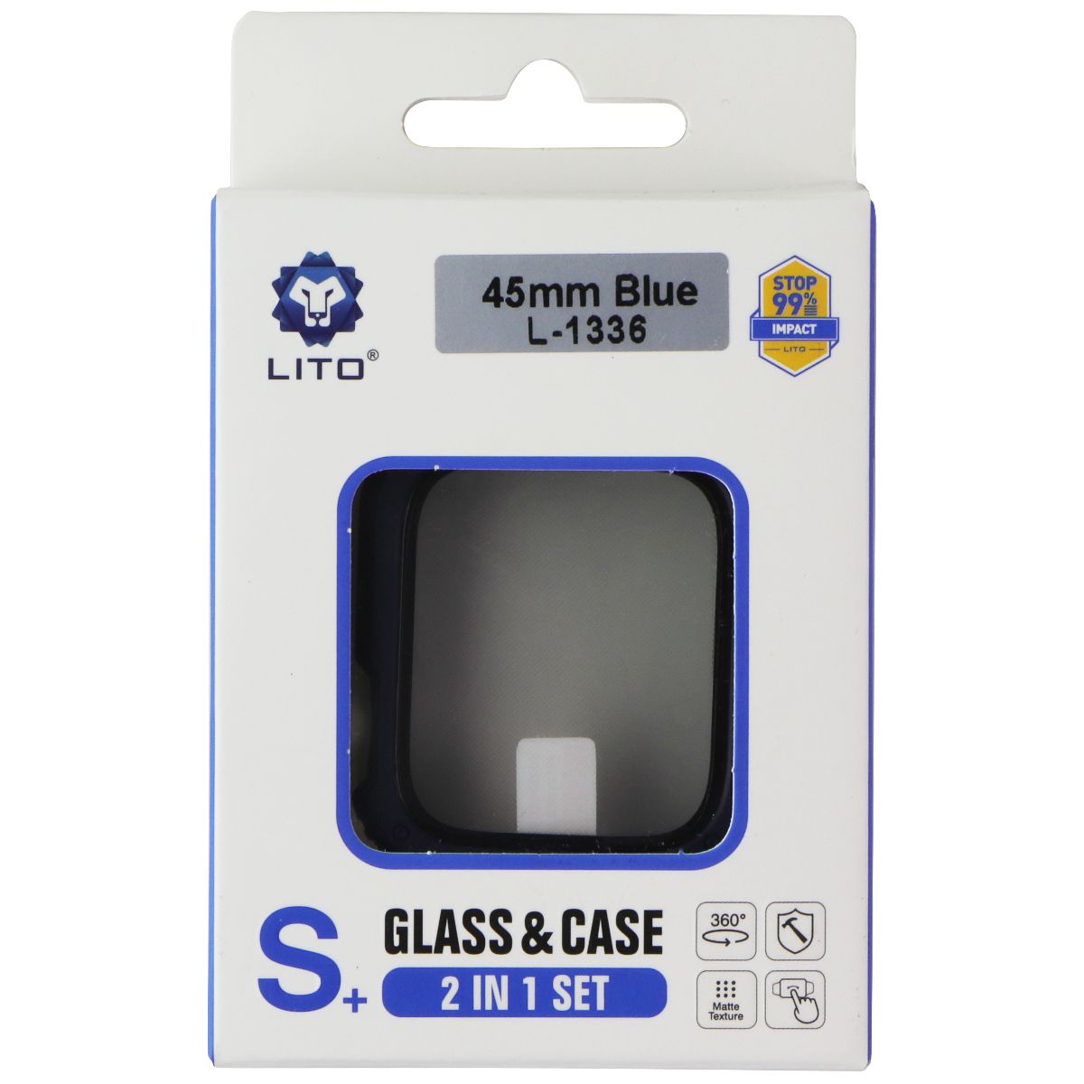 LITO S+ Glass & Rugged Case for Apple Watch Series 9/8/7 (45mm) - Blue (L-1336) Smart Watch Accessories - Smart Watch Cases LITO - Simple Cell Bulk Wholesale Pricing - USA Seller