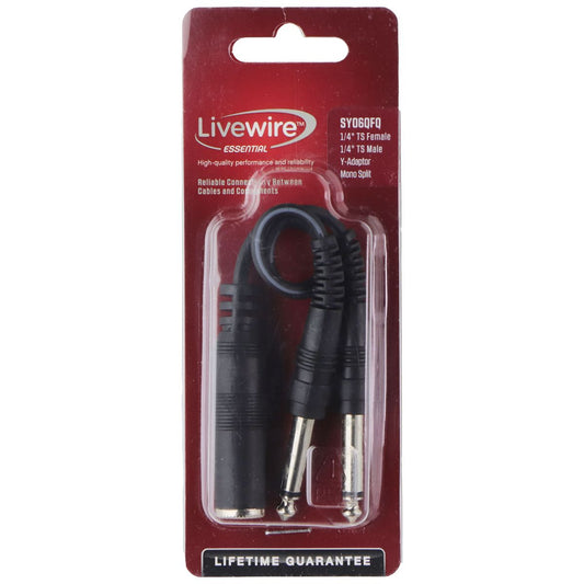 Livewire Essential Y-Adapter 1/4-in TS Female to 1/4-in TS Male - 6-Inch / Black Computer/Network - Audio Cables & Adapters Livewire - Simple Cell Bulk Wholesale Pricing - USA Seller