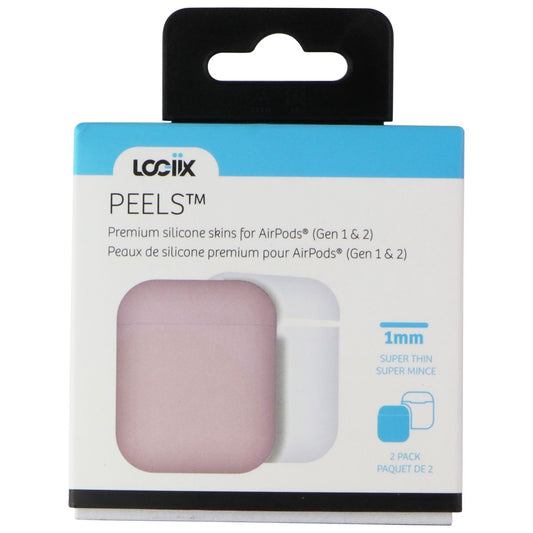 Logiix Peels Silicone Skins for Apple AirPods Gen 1 & 2 - Pink & White 2 Pack Parts & Accessories - Headsets Logiix    - Simple Cell Bulk Wholesale Pricing - USA Seller