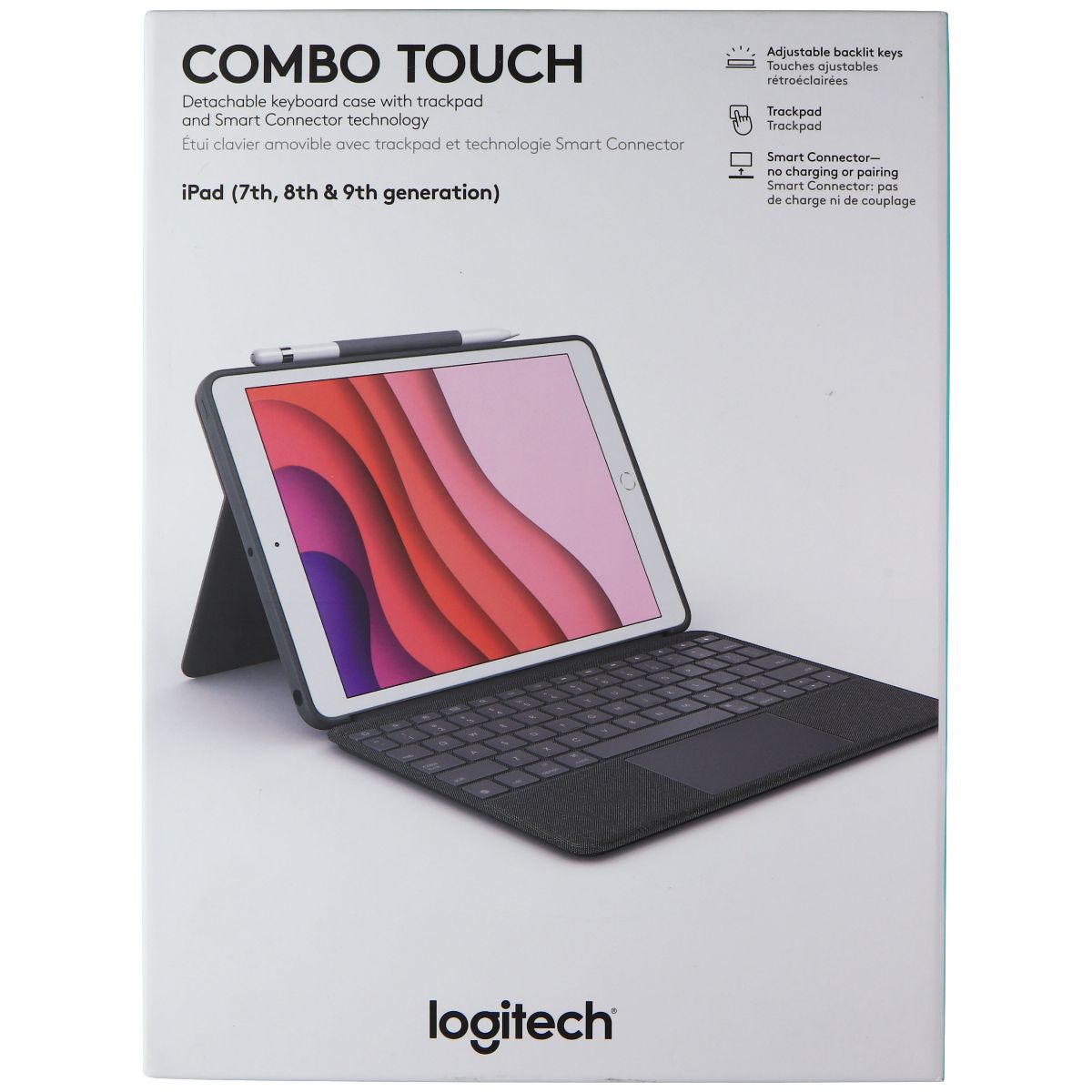 Logitech COMBO TOUCH Backlit Keyboard Case for iPad (7th, 8th & 9th gen) - Gray iPad/Tablet Accessories - Cases, Covers, Keyboard Folios Logitech    - Simple Cell Bulk Wholesale Pricing - USA Seller