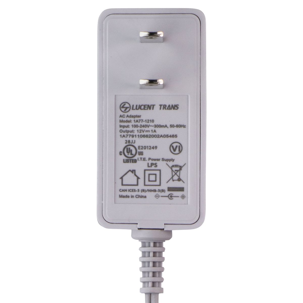 Lucent Trans (12V/1A) AC Adapter Wall Charger - White (1A77-1210) Multipurpose Batteries & Power - Multipurpose AC to DC Adapters Lucent Trans - Simple Cell Bulk Wholesale Pricing - USA Seller