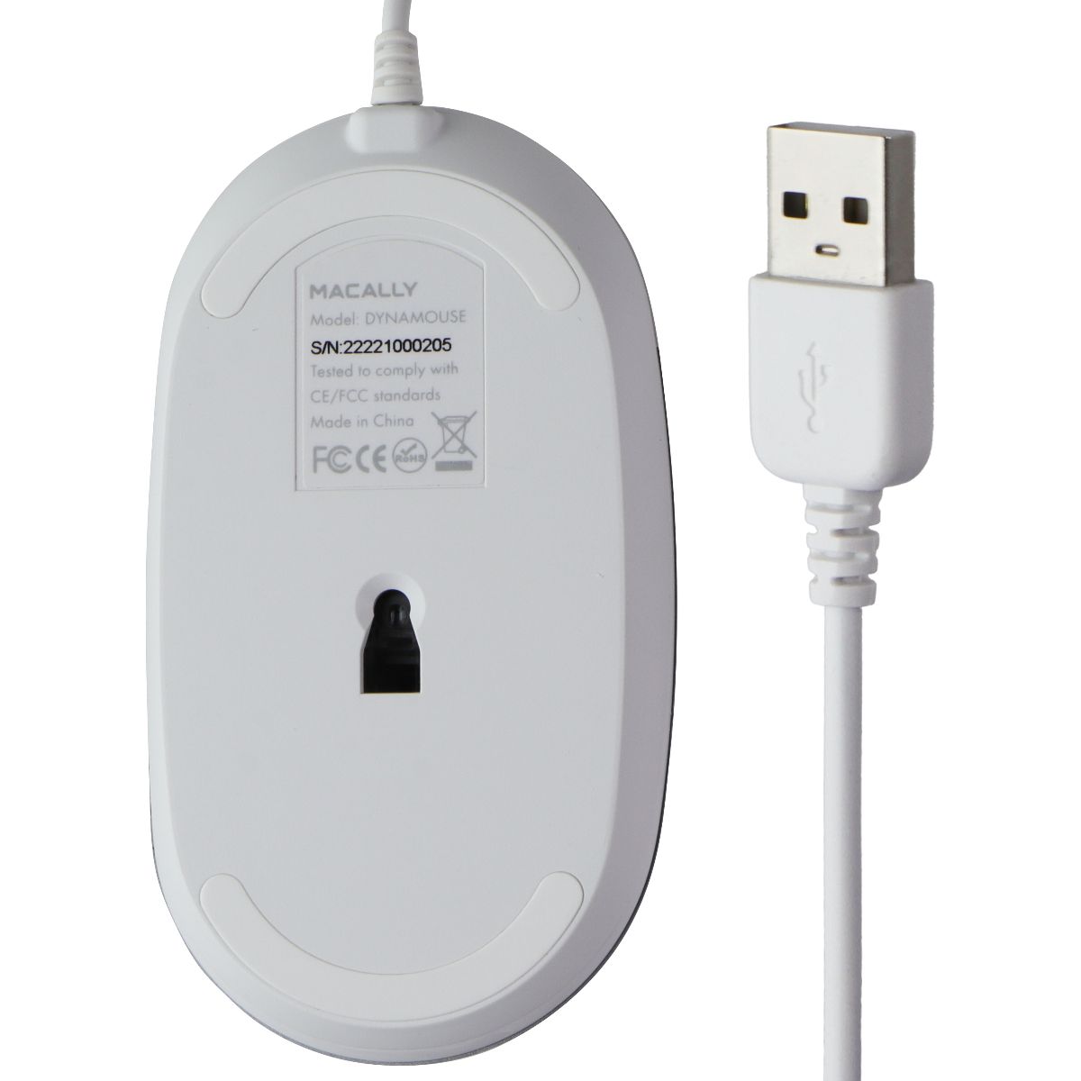 Macally (5-ft) USB Wired 3-Button Silent Mouse for Mac/PC - (DYNAMOUSE) White Keyboards/Mice - Mice, Trackballs & Touchpads Macally - Simple Cell Bulk Wholesale Pricing - USA Seller