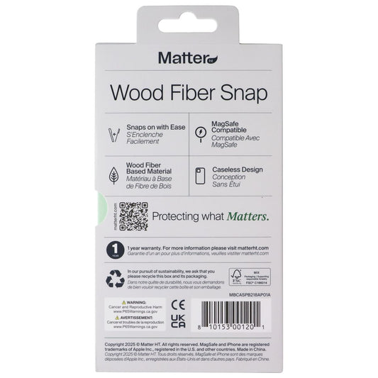Matter Wood Fiber Snap Case for MagSafe Apple iPhone 17 - Carbon Black