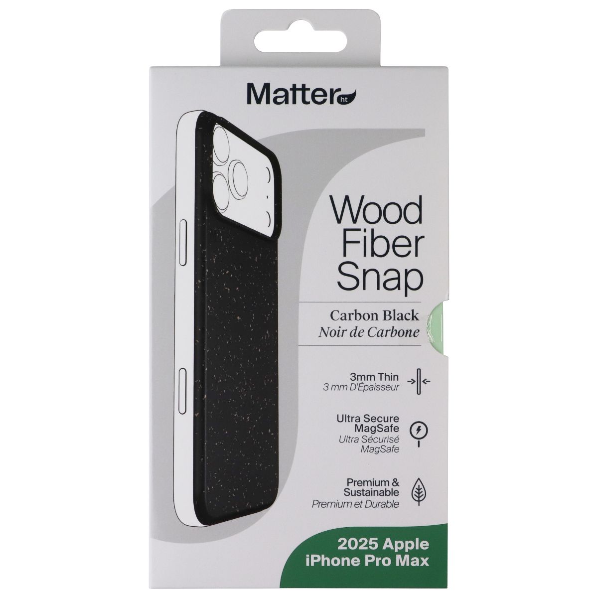 Matter Wood Fiber Snap Case for MagSafe Apple iPhone 17 Pro Max - Carbon Black