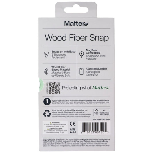 Matter Wood Fiber Snap Case for MagSafe Apple iPhone 17 Pro - Carbon Black