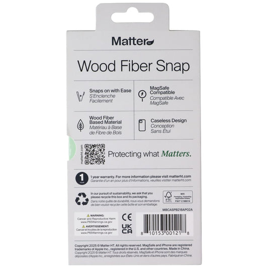 Matter Wood Fiber Snap Case for MagSafe Apple iPhone 17 Air - Carbon Black