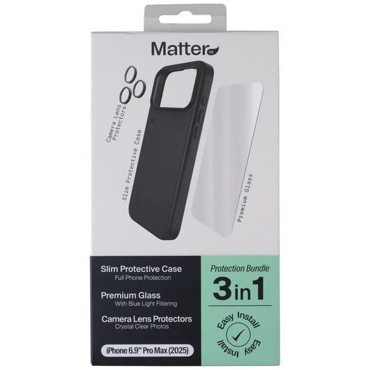 Matter HT 3-in-1 Protection Bundle for Apple iPhone 17 Pro Max - Black Cell Phone - Accessory Bundles Matter HT - Simple Cell Bulk Wholesale Pricing - USA Seller