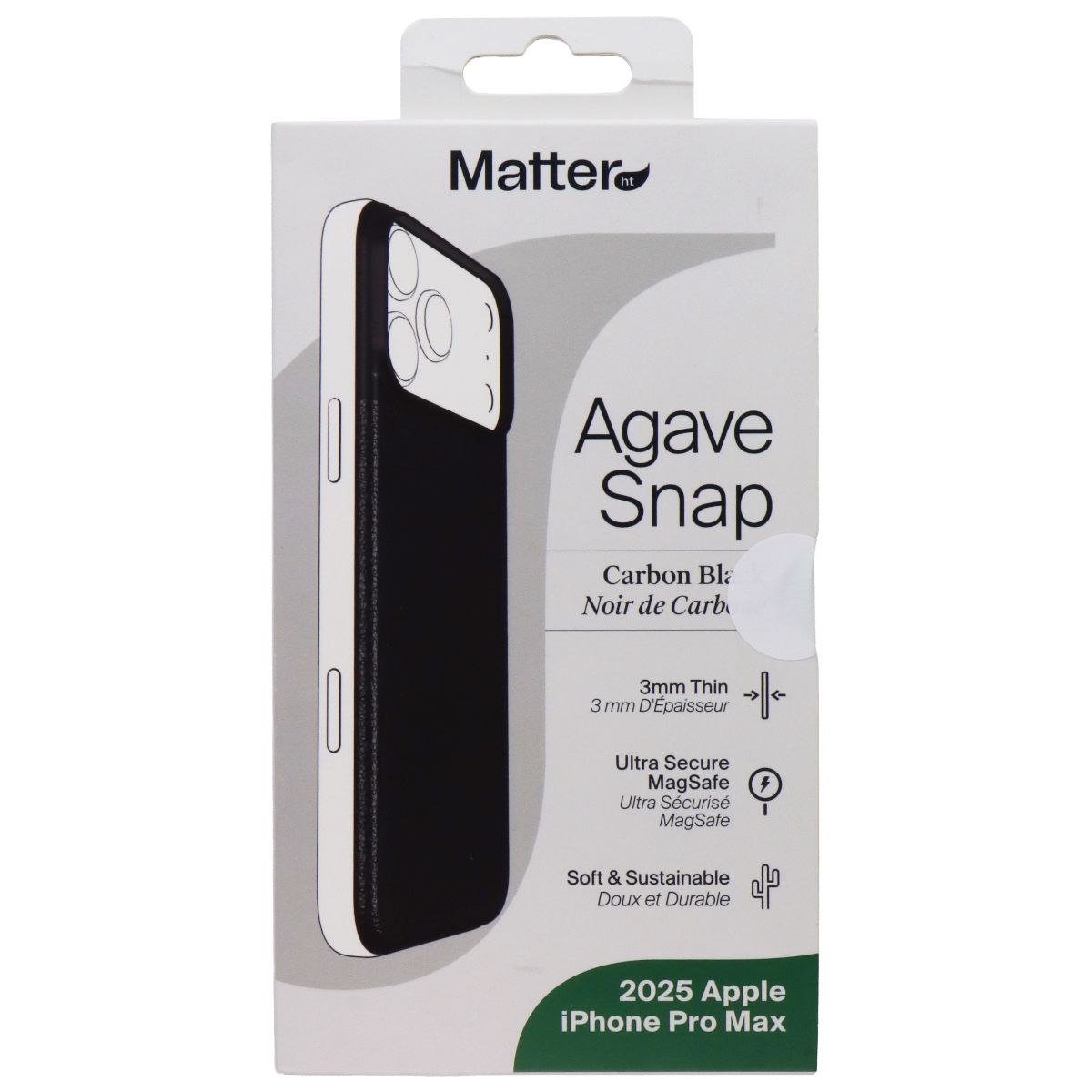 Matter Agave Snap Cover for MagSafe for Apple iPhone 17 Pro Max - Carbon Black Cell Phone - Cases, Covers & Skins Matter - Simple Cell Bulk Wholesale Pricing - USA Seller
