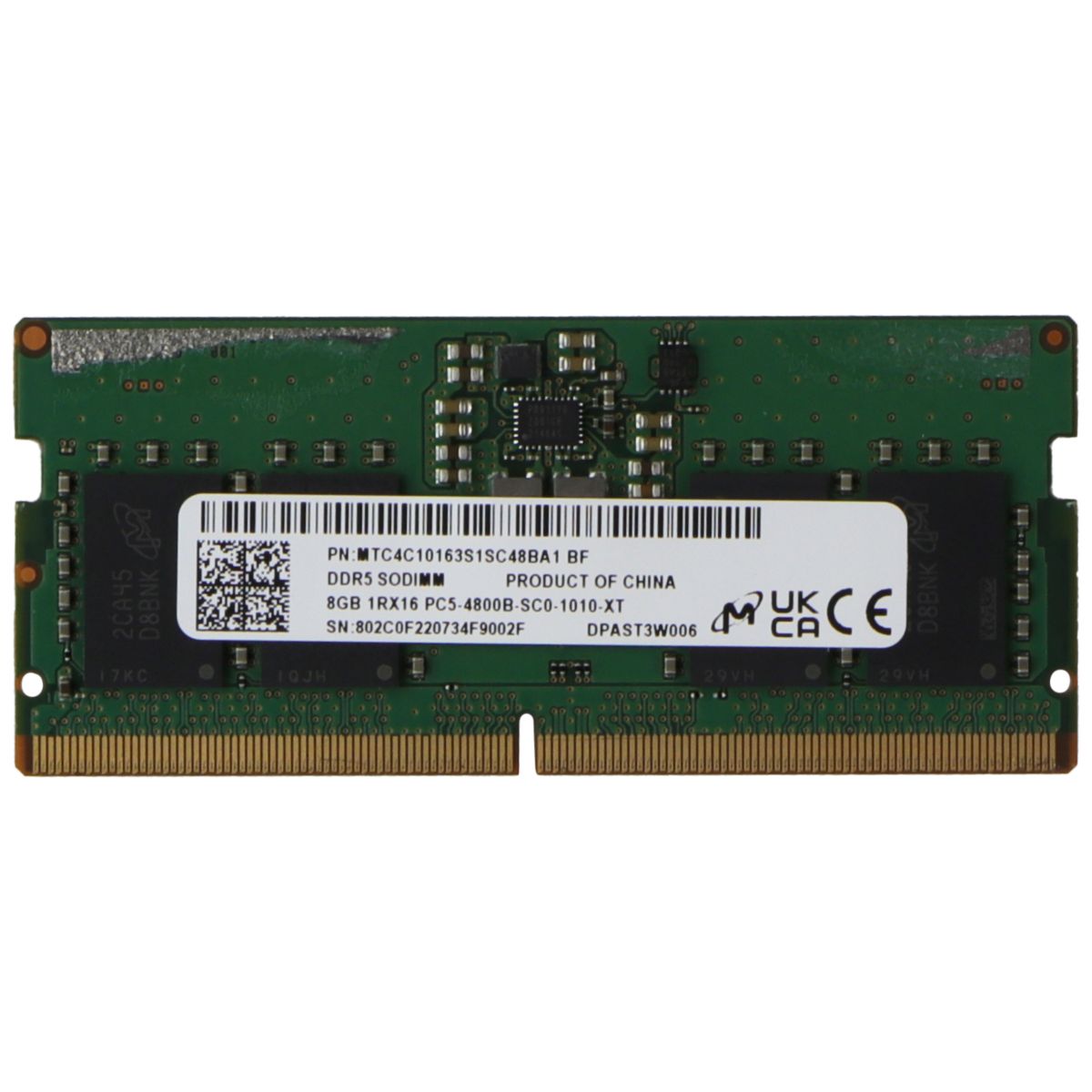 Micron (8GB) DDR5 1Rx16 (PC4-3200AA) Laptop RAM Memory MTC4C10163S1SC48BA1 Computer Parts - Memory (RAM) Micron - Simple Cell Bulk Wholesale Pricing - USA Seller