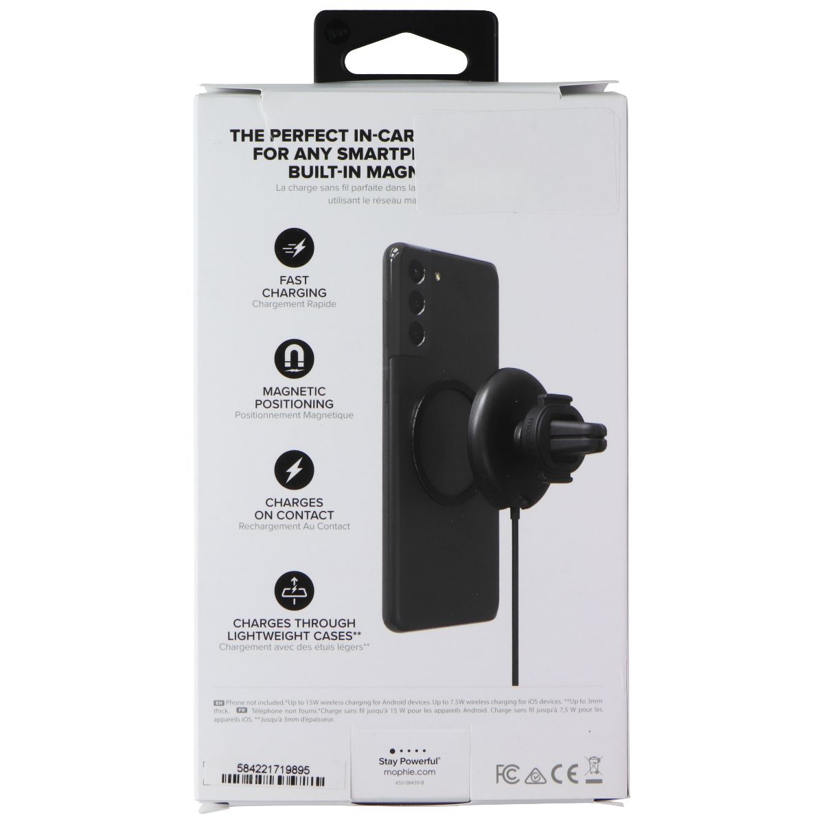 mophie Snap+ Wireless Vent Mount Universal Charger - Black Cell Phone - Chargers & Cradles Mophie - Simple Cell Bulk Wholesale Pricing - USA Seller