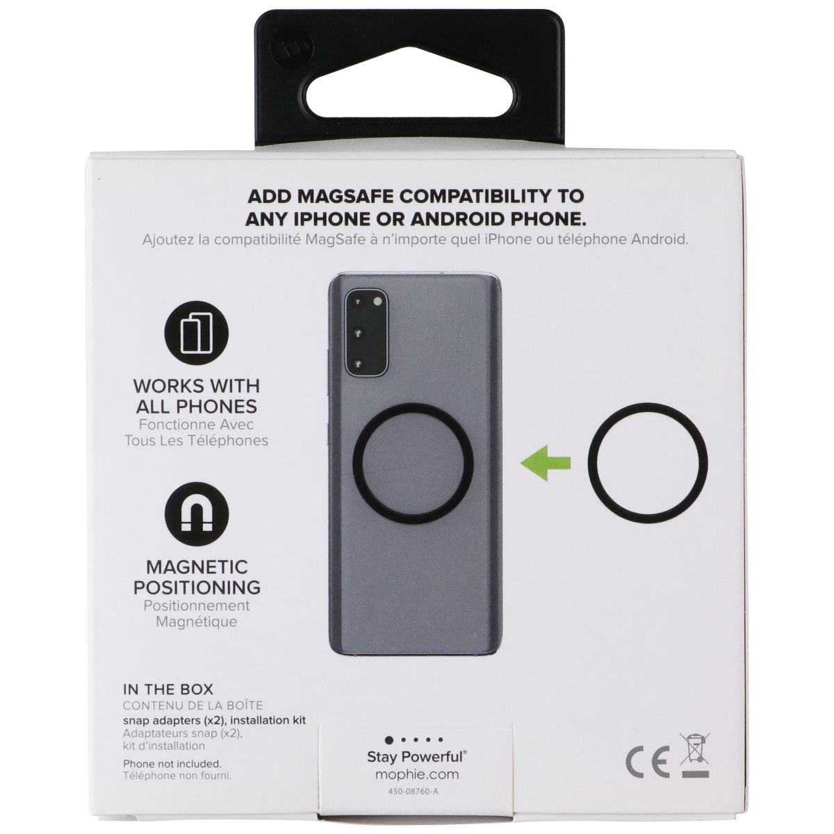 Mophie Snap Adapter - Adhesive Ring for MagSafe Attachment - Black