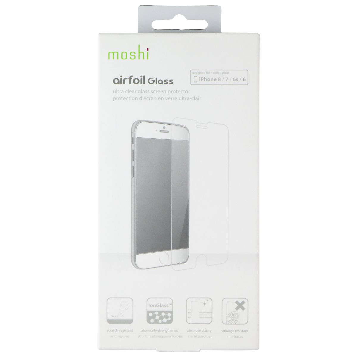 Moshi Airfoil Glass Screen Protector for Apple iPhone 8/7/6s/6 Cell Phone - Screen Protectors Moshi    - Simple Cell Bulk Wholesale Pricing - USA Seller