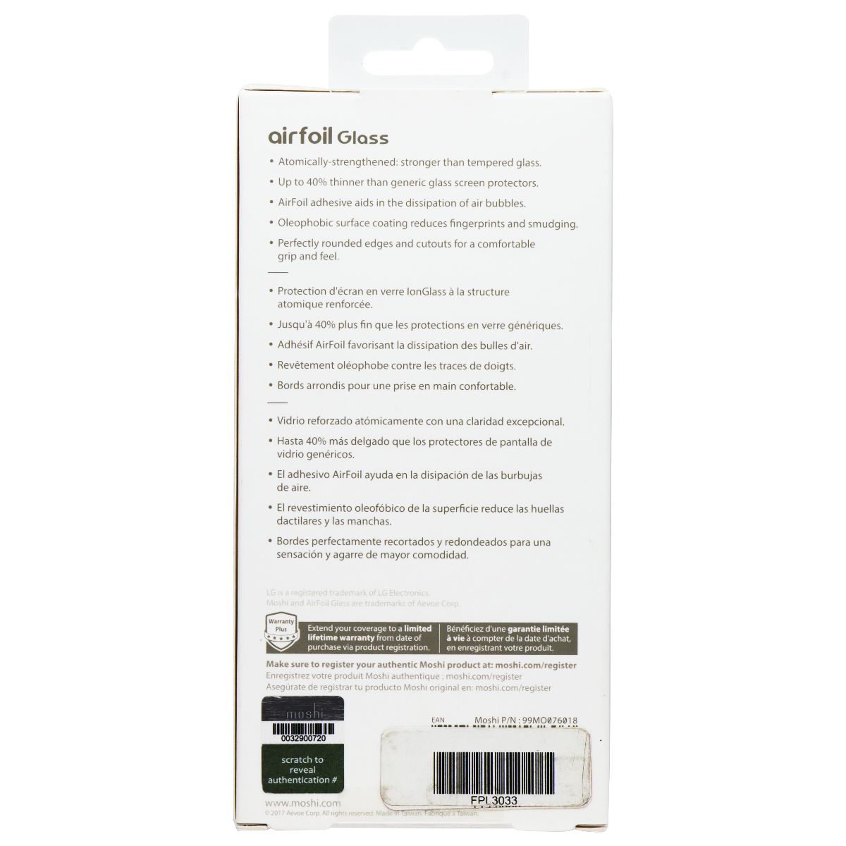 Moshi Airfoil Glass Ultra Clear Glass Screen Protector for LG Q6 Cell Phone - Screen Protectors Moshi - Simple Cell Bulk Wholesale Pricing - USA Seller