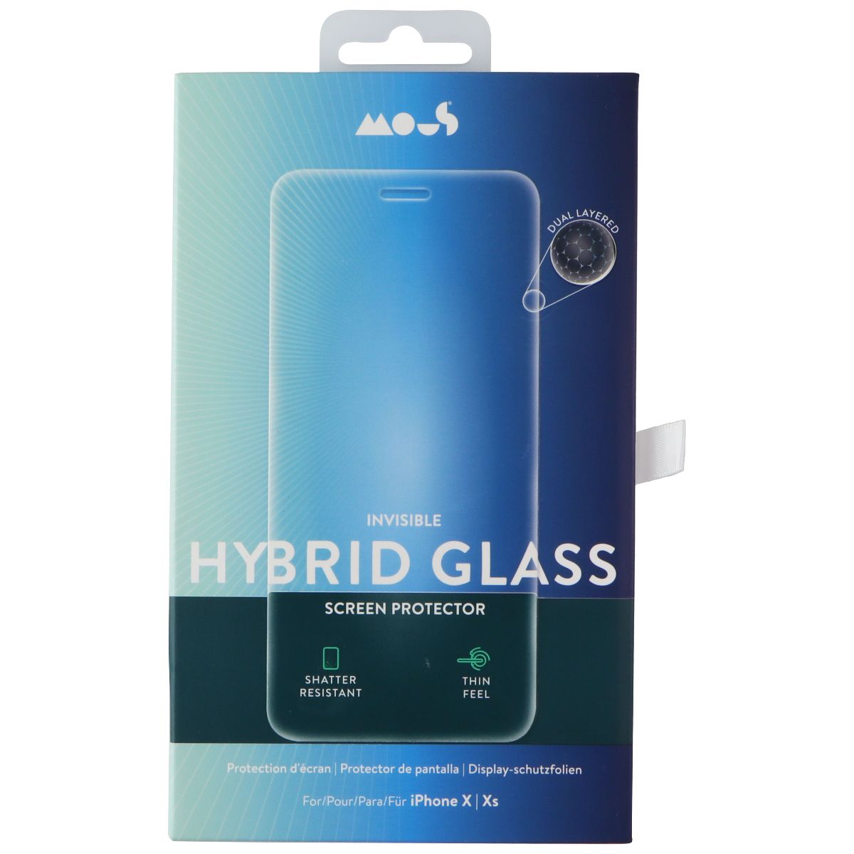 Mous - Invisible Hybrid Glass Screen Protector for Apple iPhone Xs/X Cell Phone - Screen Protectors MOUS - Simple Cell Bulk Wholesale Pricing - USA Seller