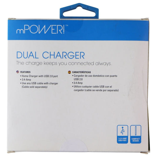 mWorks! mPower! 3.4 Amp Dual Travel Charger Adapter (18583) - Black Cell Phone - Chargers & Cradles mWorks! - Simple Cell Bulk Wholesale Pricing - USA Seller