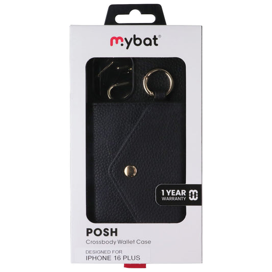 MyBat Posh Leather Crossbody Wallet Case for Apple iPhone 16 Plus - Black Cell Phone - Cases, Covers & Skins MyBat - Simple Cell Bulk Wholesale Pricing - USA Seller