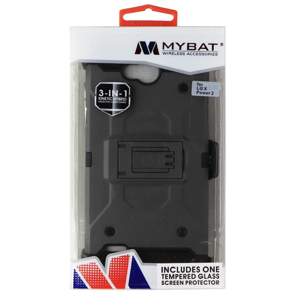 MyBat 3-in-1 Kinetic Hybrid Case w/ Tempered Glass for LG X Power 2 - Gray Cell Phone - Cases, Covers & Skins MyBat    - Simple Cell Bulk Wholesale Pricing - USA Seller