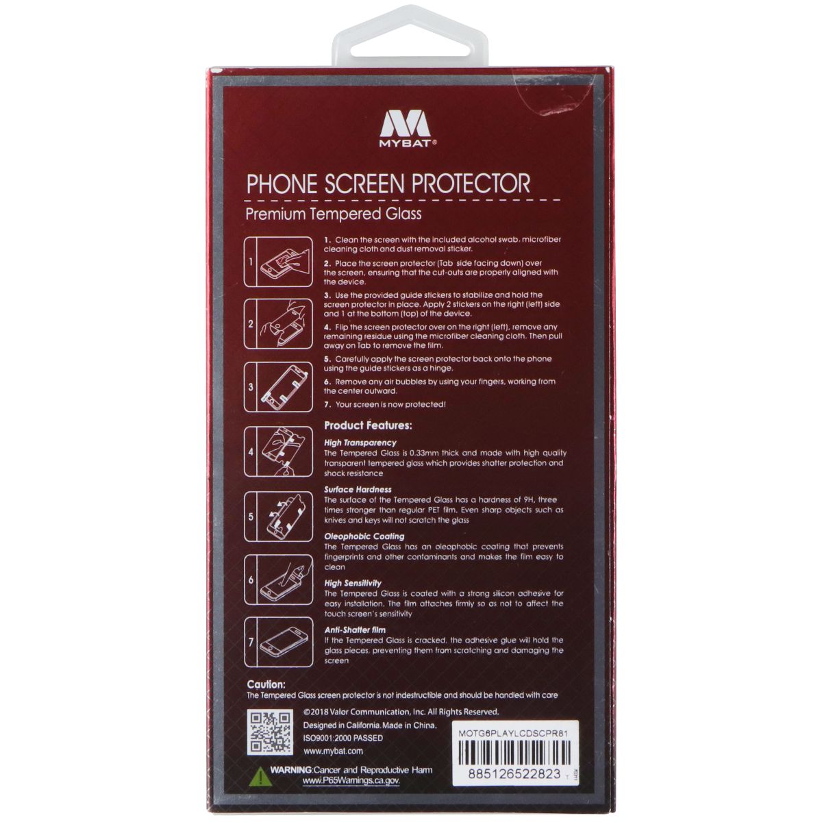 MyBat Premium 9H Tempered Glass Screen Protector for Motorola Moto G6 Play Cell Phone - Screen Protectors MyBat - Simple Cell Bulk Wholesale Pricing - USA Seller