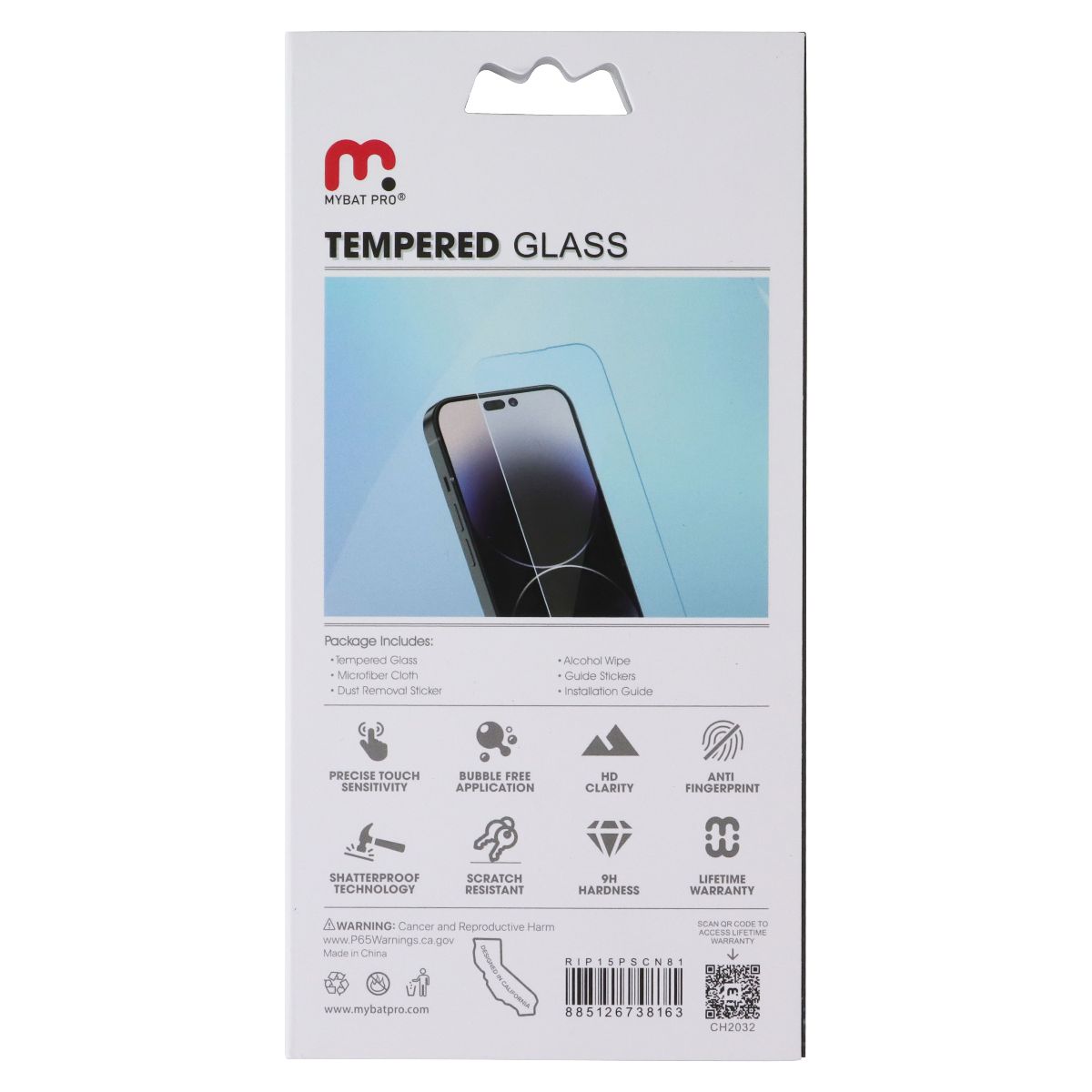 MyBat Pro Tempered Glass Screen Protector for Apple iPhone 15 Pro