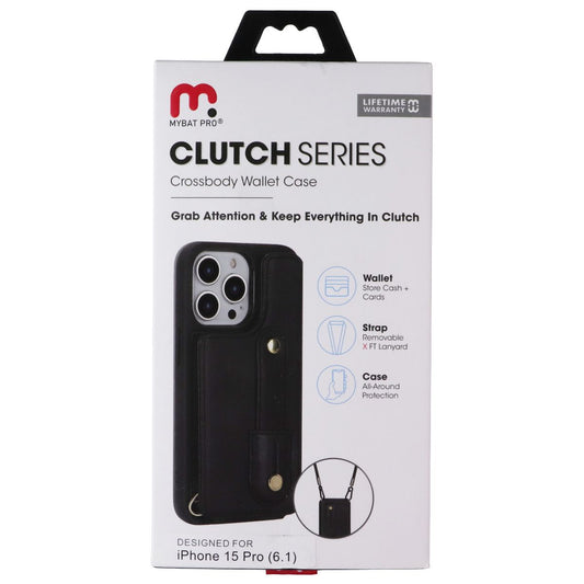 MyBat Pro Clutch Series Crossbody Wallet Case for Apple iPhone 15 Pro - Black Cell Phone - Cases, Covers & Skins MyBat Pro - Simple Cell Bulk Wholesale Pricing - USA Seller