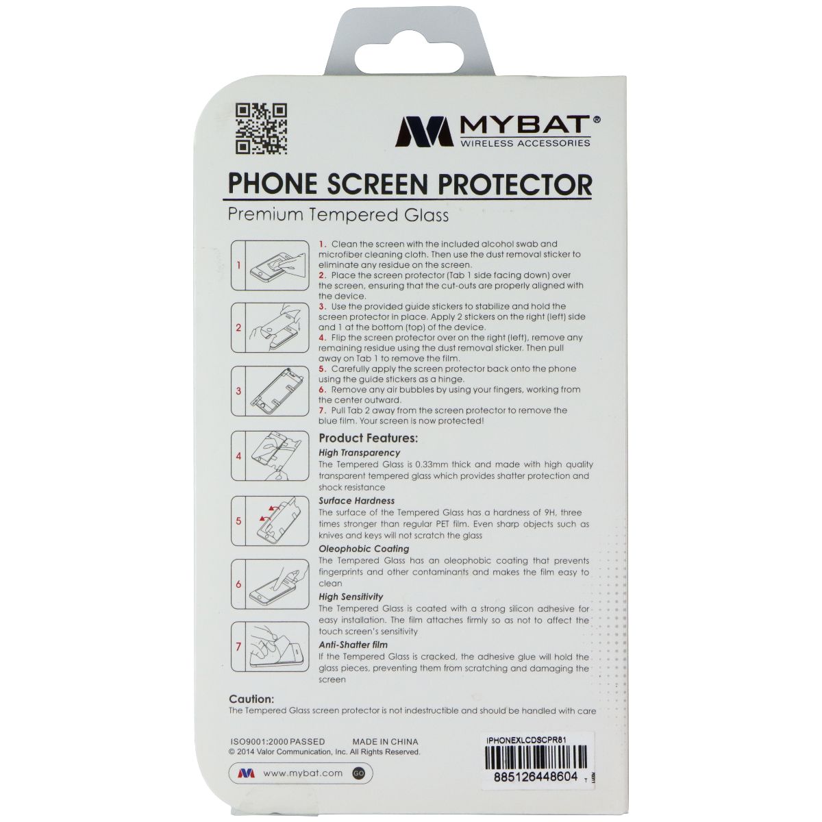 Mybat Premium Tempered Glass Screen Protector for Apple iPhone X - Clear Cell Phone - Screen Protectors MyBat - Simple Cell Bulk Wholesale Pricing - USA Seller