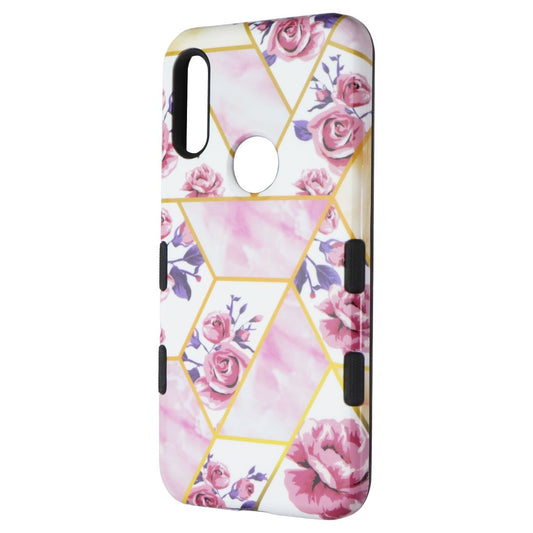 MyBat Premium Dual Layer Case for Motorola Moto E 2020 - Geometric Pink Flowers Cell Phone - Cases, Covers & Skins MyBat - Simple Cell Bulk Wholesale Pricing - USA Seller