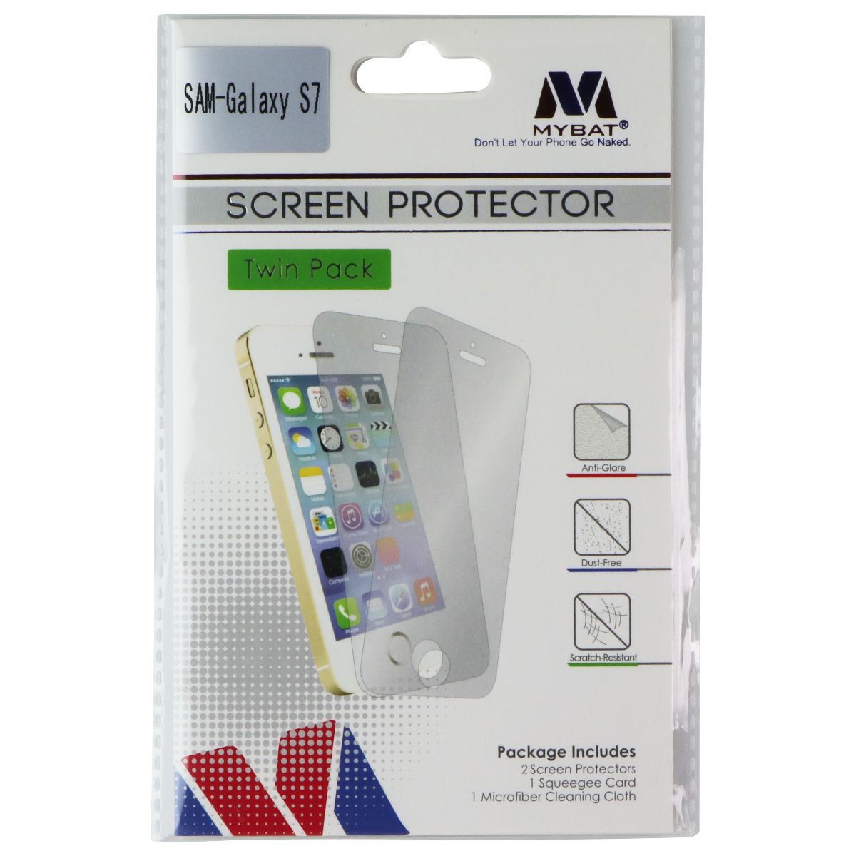 MyBat Screen Protector for Samsung Galaxy S7 - Twin Pack / Clear Cell Phone - Screen Protectors MyBat - Simple Cell Bulk Wholesale Pricing - USA Seller