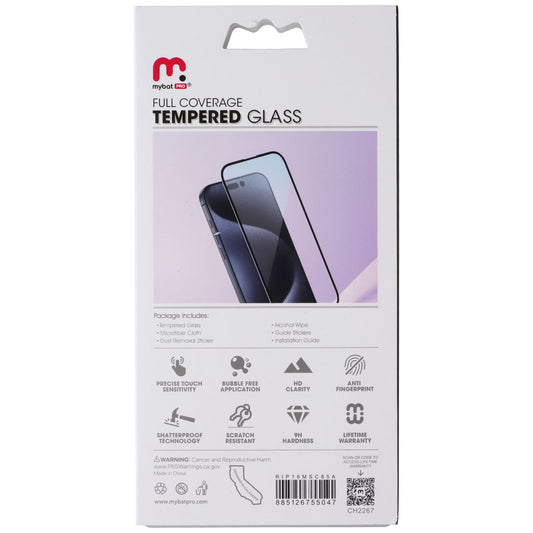 MyBat Pro Full Coverage Tempered Glass for Apple iPhone 16 Plus - Black Border Cell Phone - Screen Protectors MyBat Pro - Simple Cell Bulk Wholesale Pricing - USA Seller