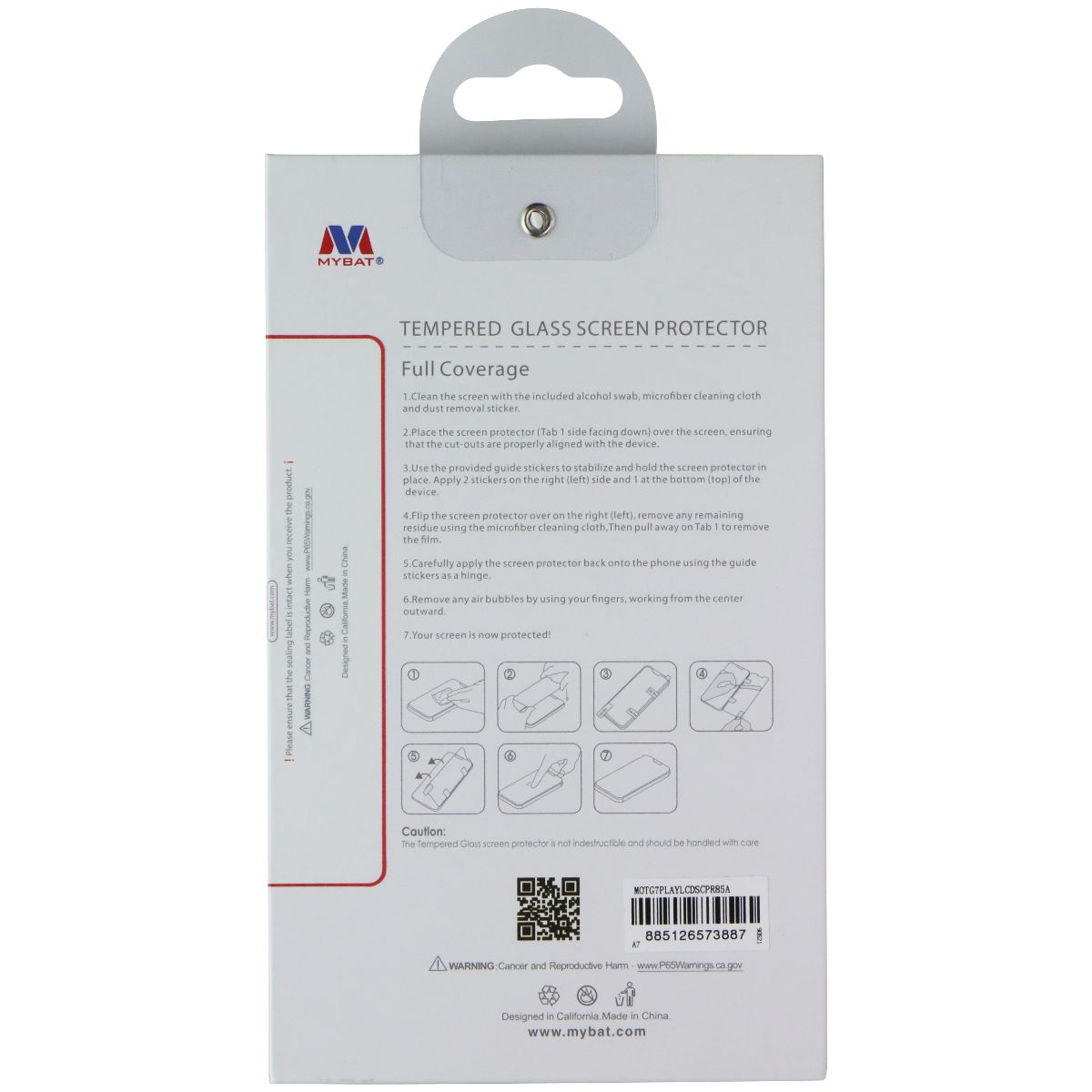 MyBat 9H Full Coverage Tempered Glass Screen Protector Motorola Moto G7 Play Cell Phone - Screen Protectors MyBat - Simple Cell Bulk Wholesale Pricing - USA Seller