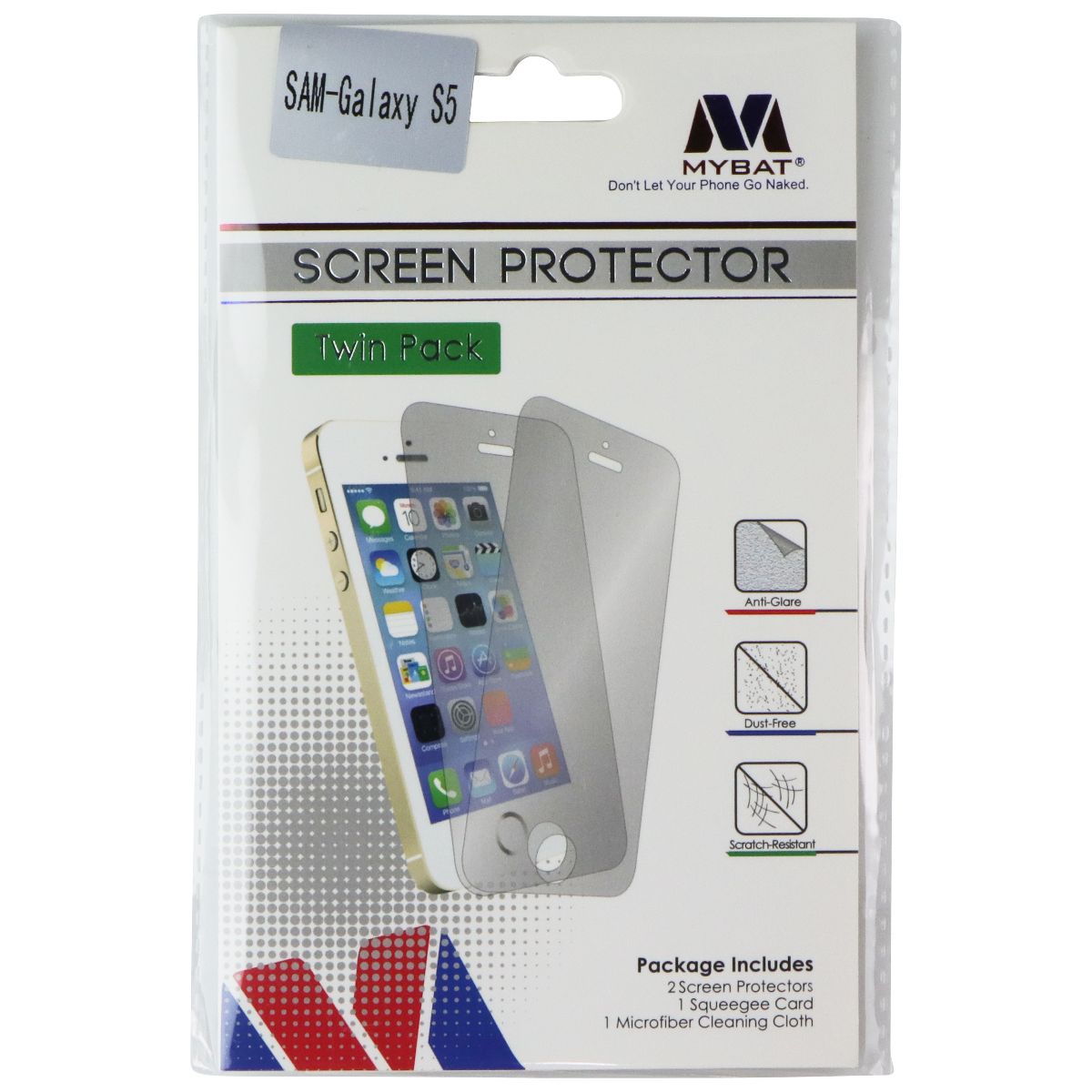 MyBat Screen Protector for Samsung Galaxy S5 - Twin Pack / Clear Cell Phone - Screen Protectors MyBat - Simple Cell Bulk Wholesale Pricing - USA Seller
