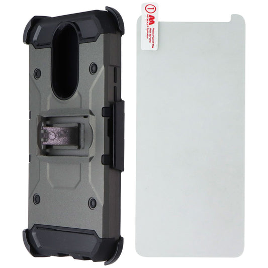 Mybat 3-in-1 Kinetic Hybrid Case / Holster / Glass Combo for LG K40 - Gray Cell Phone - Cases, Covers & Skins MyBat - Simple Cell Bulk Wholesale Pricing - USA Seller