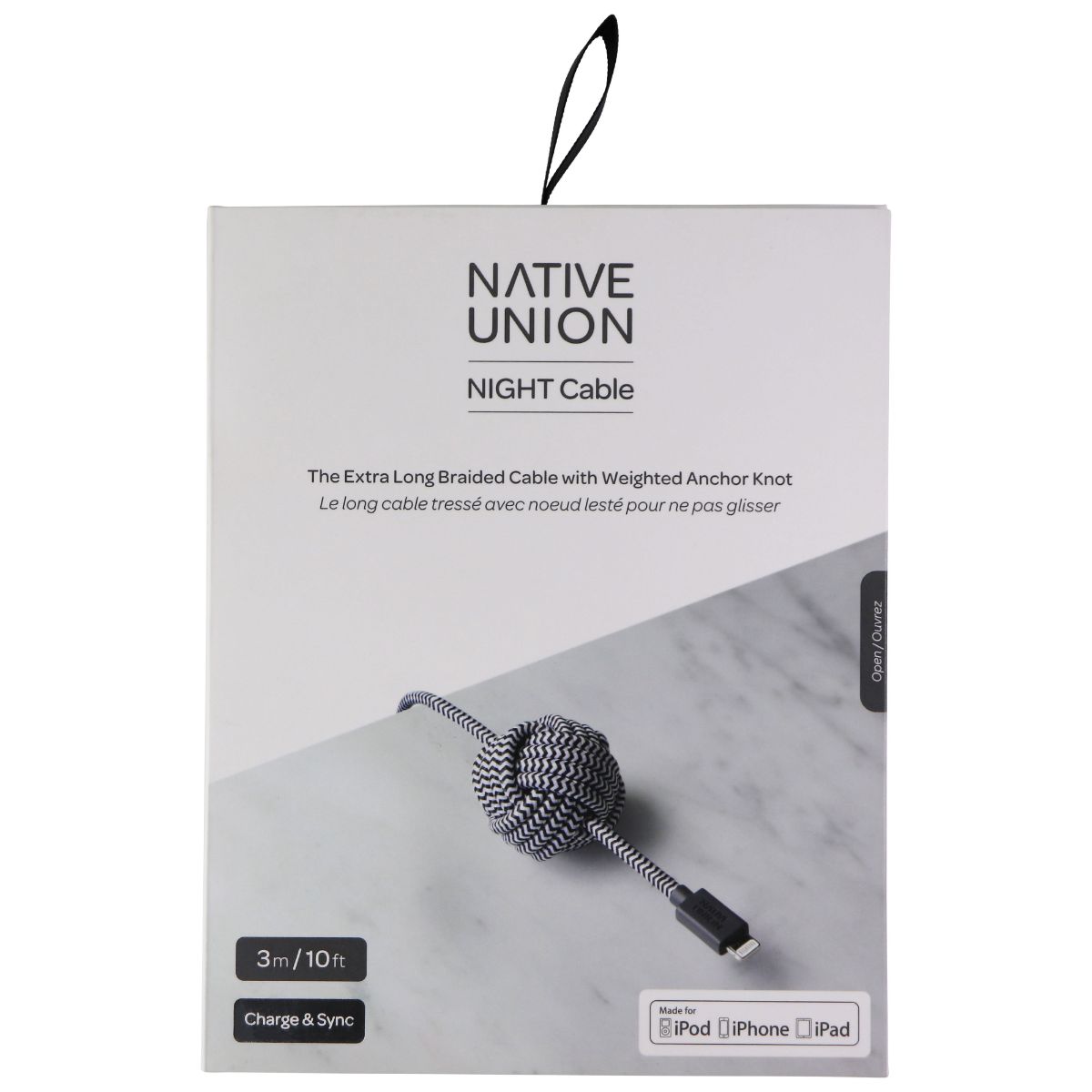 Native Union Night Series MFI Cable for Apple Devices - (10ft / 3m) - Zebra Cell Phone - Cables & Adapters Native Union - Simple Cell Bulk Wholesale Pricing - USA Seller