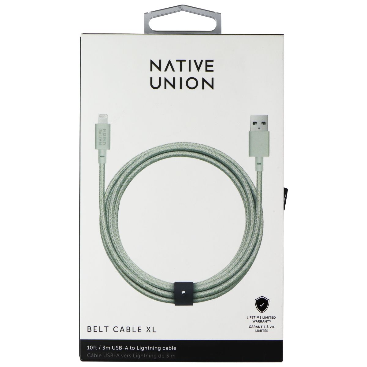 Native Union Belt Cable XL 10FT USB-A to Lightning 8-Pin - Green Cell Phone - Cables & Adapters Native Union    - Simple Cell Bulk Wholesale Pricing - USA Seller