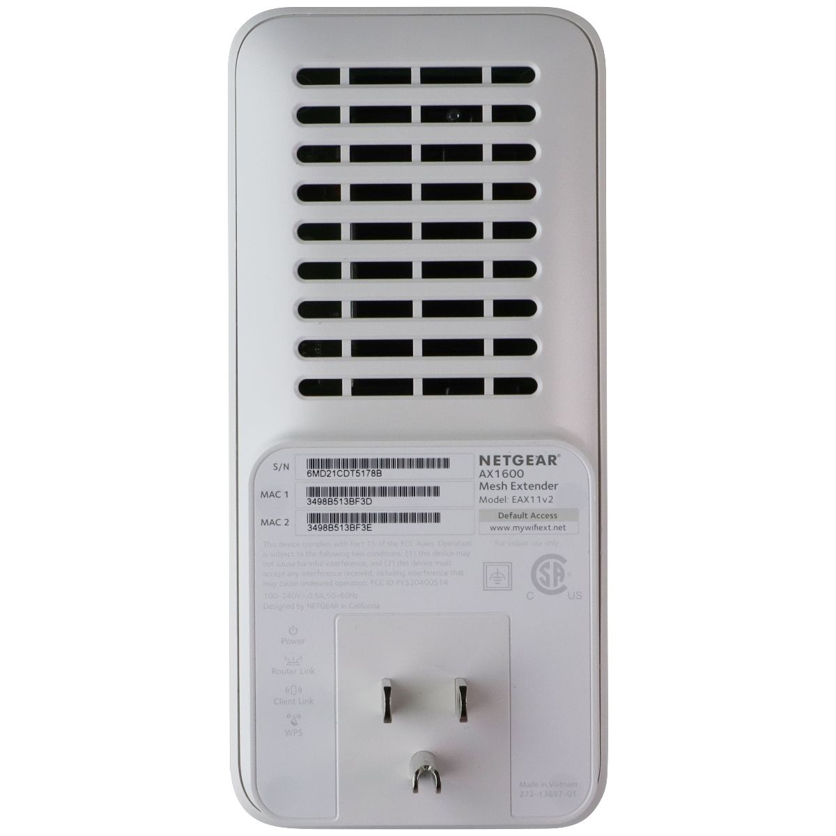 NetGear AX1600 4-Stream WiFi Mesh Extender (EAX11v2) - White