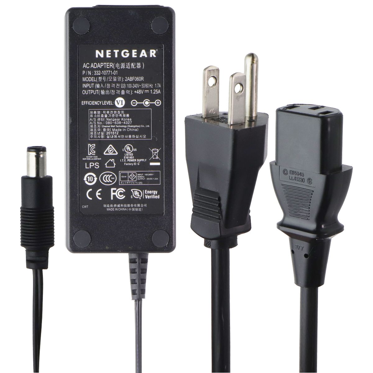 NetGear (48V/1.25A) AC Adapter Power Supply - Black (2ABF060R / 332-10771-01) Multipurpose Batteries & Power - Multipurpose AC to DC Adapters Netgear - Simple Cell Bulk Wholesale Pricing - USA Seller