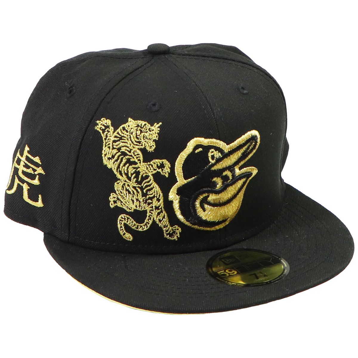 New Era 59FIFTY Baltimore Orioles MLB Fitted Hat - Size 7 1/4 - Tiger Black/Gold Unisex Accessories - Hats New Era    - Simple Cell Bulk Wholesale Pricing - USA Seller