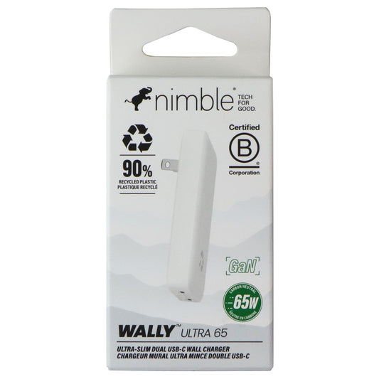 Nimble Wally Ultra 65 Ultra Slim Dual Port USB-C Wall Charger - White