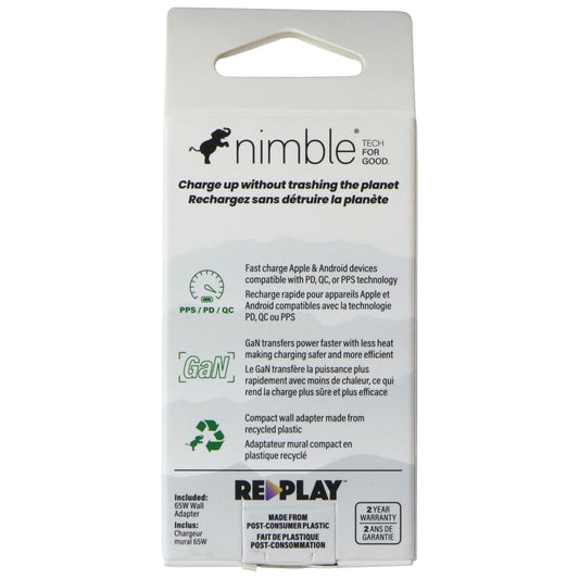 Nimble Wally Ultra 65 Ultra Slim Dual Port USB-C Wall Charger - White