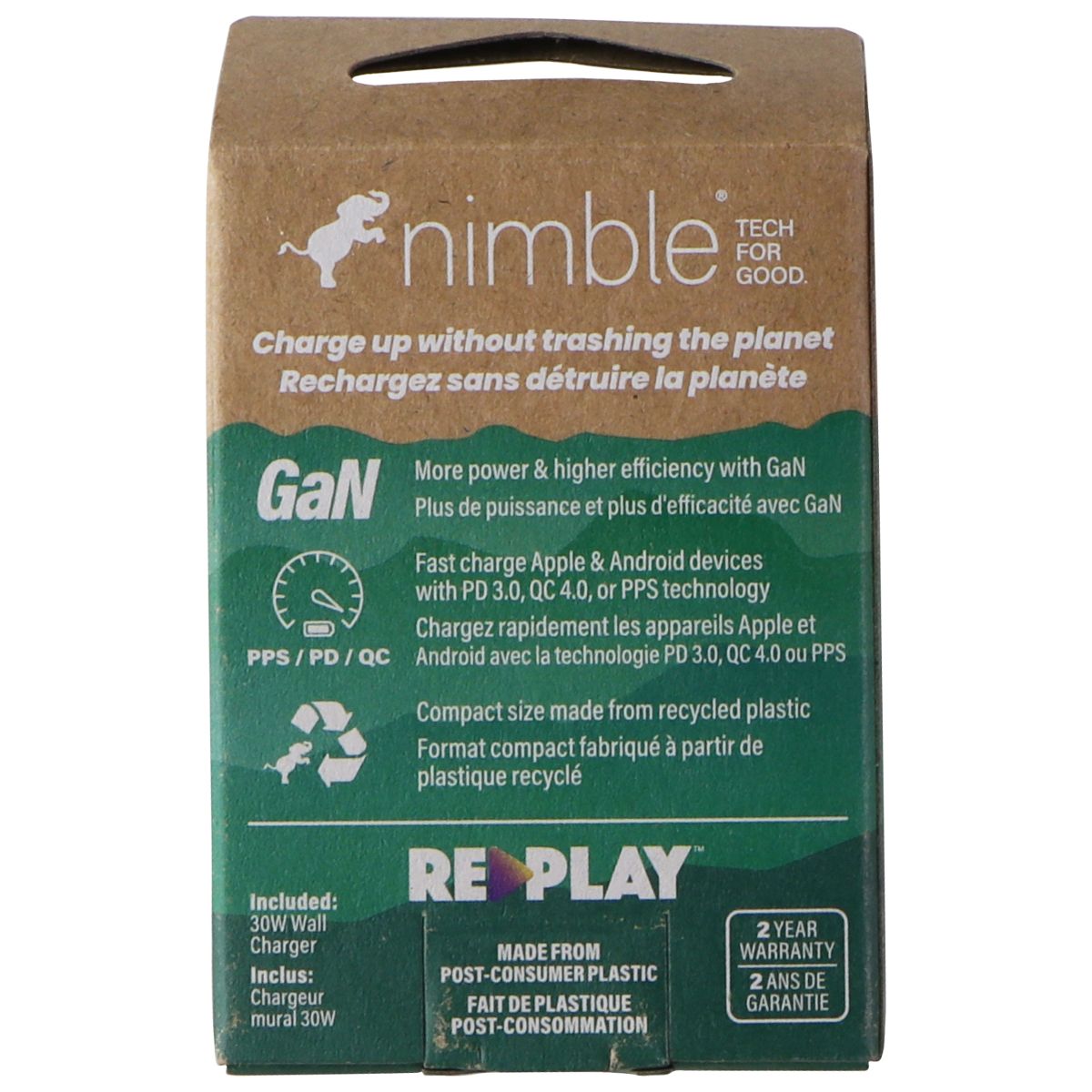 Nimble Wally SubNano (30W) USB-C Wall Charger - White Cell Phone - Chargers & Cradles Nimble - Simple Cell Bulk Wholesale Pricing - USA Seller