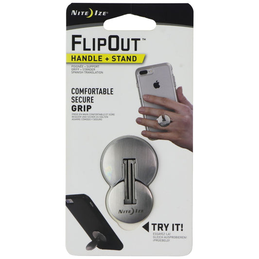 Nite Ize FlipOut Folding Handle and Stand for Smartphones - Silver Cell Phone - Mounts & Holders Nite Ize - Simple Cell Bulk Wholesale Pricing - USA Seller