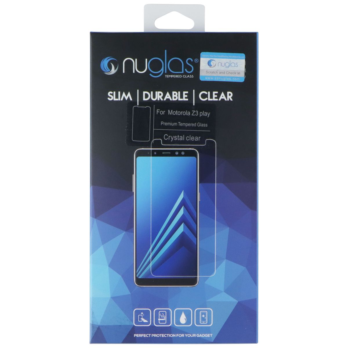 Nuglas Slim Tempered Glass for Motorola Z3 Play - Crystal Clear Cell Phone - Screen Protectors Nuglas - Simple Cell Bulk Wholesale Pricing - USA Seller