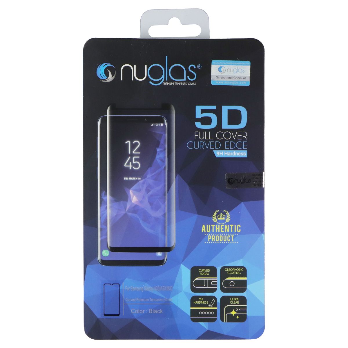 NuGlas 5D Full Cover Curved Edge Tempered Glass for Galaxy A30/A50/M30 - Black Cell Phone - Screen Protectors Nuglas - Simple Cell Bulk Wholesale Pricing - USA Seller