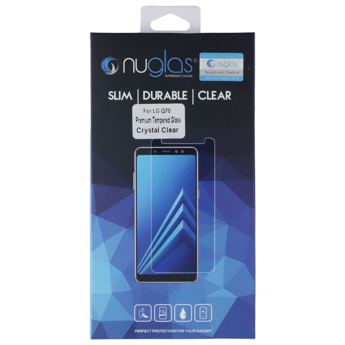 Nuglas Crystal Clear Premium Tempered Glass for Google LG Q70 - Clear Cell Phone - Screen Protectors Nuglas - Simple Cell Bulk Wholesale Pricing - USA Seller