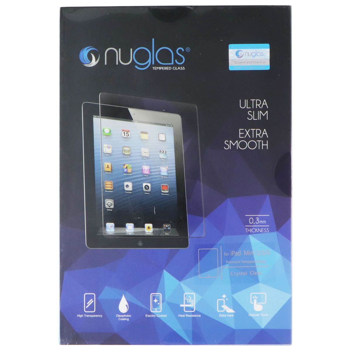 Nuglas Crystal Clear Tempered Glass for Apple iPad Mini 1/2/3 - Clear
