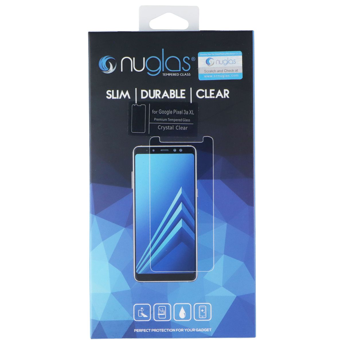 Nuglas Crystal Clear Tempered Glass for Google Pixel 3a XL - Clear Cell Phone - Screen Protectors Nuglas - Simple Cell Bulk Wholesale Pricing - USA Seller