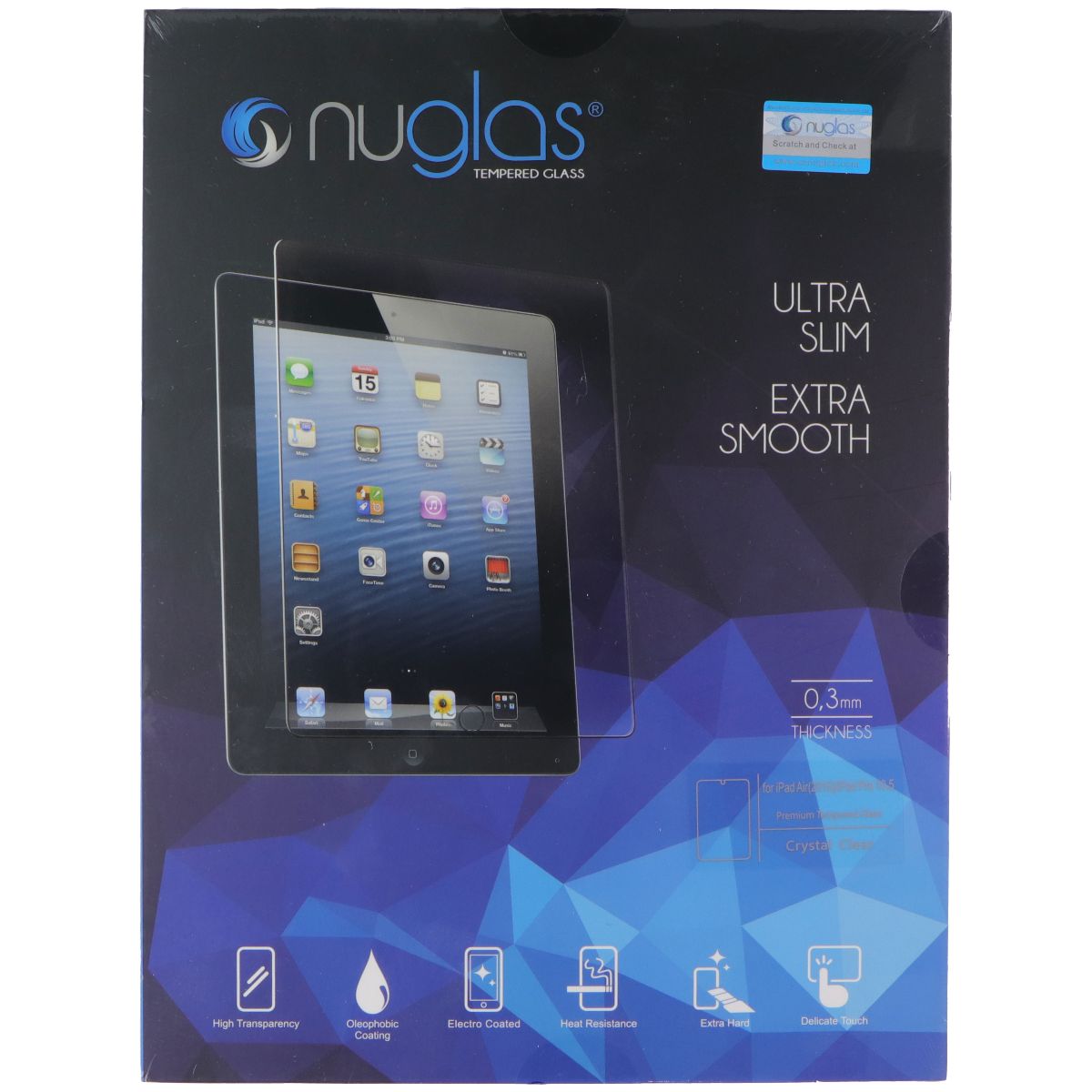 Nuglas Crystal Clear Tempered Glass for iPad Air 3rd Gen (2019) & iPad Pro 10.5 iPad/Tablet Accessories - Screen Protectors Nuglas - Simple Cell Bulk Wholesale Pricing - USA Seller